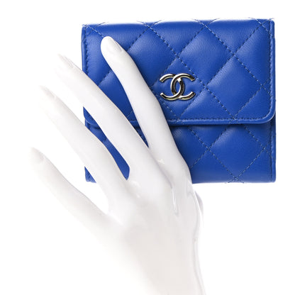 Chanel Lambskin Quilted Compact Flap Wallet Blue 2 of 7
