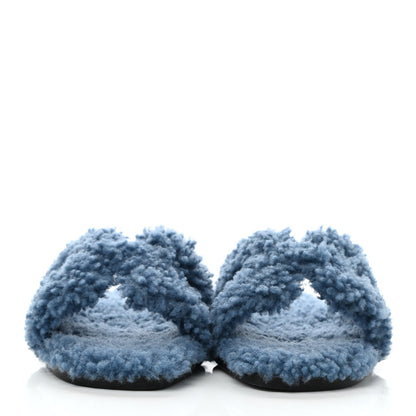 Hermes Woolskin Oran Sandals 36 Bleu 2 of 7