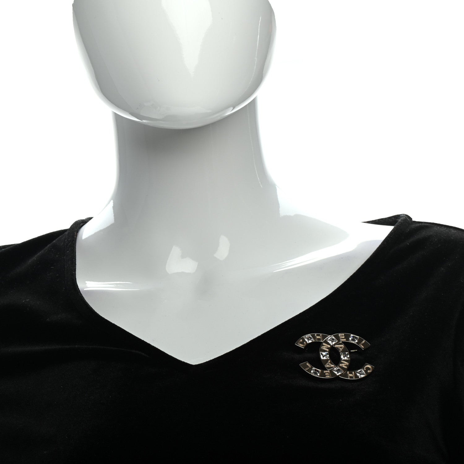 Chanel Baguette Crystal Logo CC Brooch Gold 2 of 4