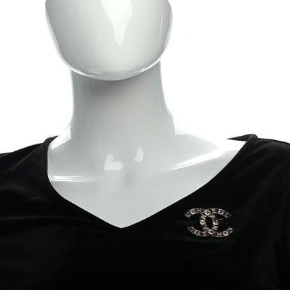 Chanel Baguette Crystal Logo CC Brooch Gold 2 of 4