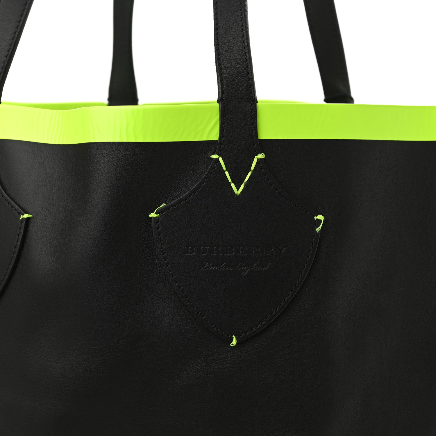 Burberry Canvas Mega Check The Giant Reversible Tote Black Neon Yellow 10 of 17