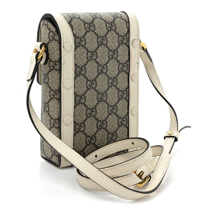 Gucci GG Supreme Monogram Azalea Calfskin Mini Horsebit 1955 Crossbody Bag Beige Ebony Mystic White 2 of 15