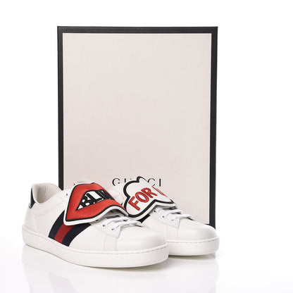 Gucci Calfskin Ayers Web Blind for Love Embroidered Mens Ace Sneakers 8.5 White 12 of 12