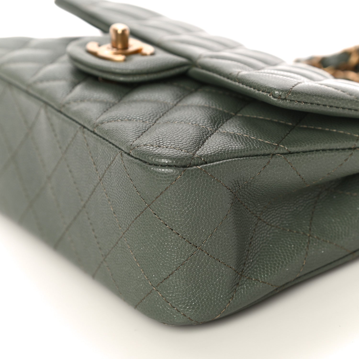 Chanel Caviar Quilted Mini Rectangular Flap Green 9 of 9