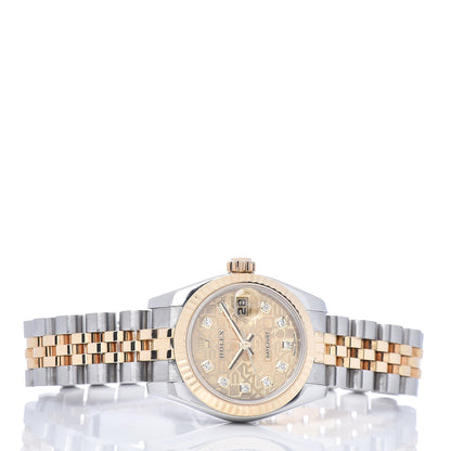 Rolex Stainless Steel 18K Yellow Gold Diamond 26mm Oyster Perpetual Datejust Watch Champagne Jubilee 179173 3 of 6