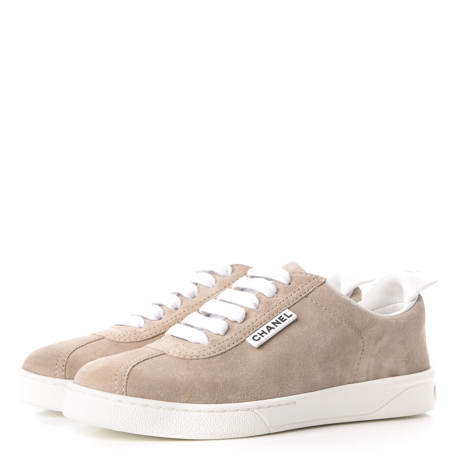 Chanel Suede Calfskin Womens Sneakers 36 Dark Beige 3 of 10