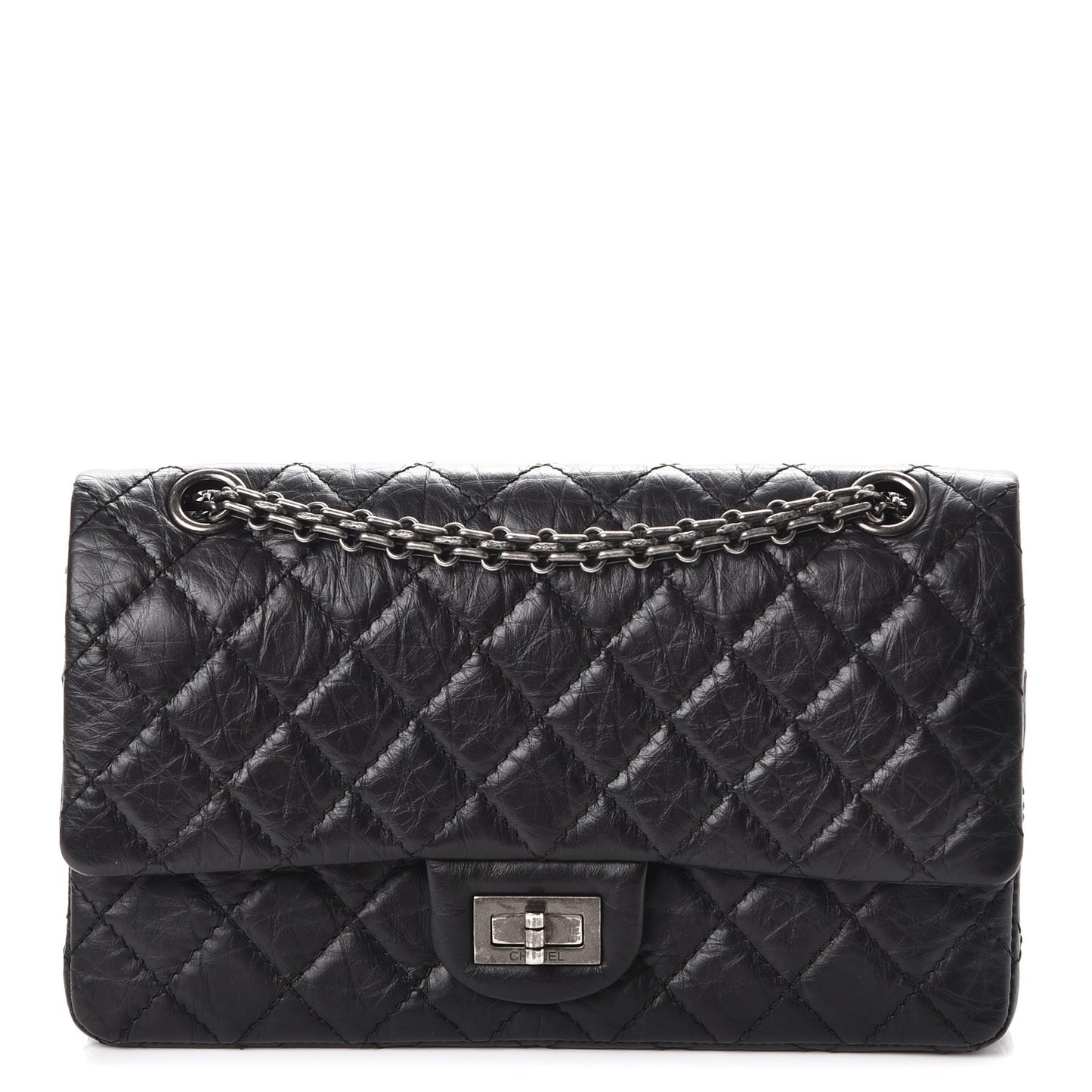 Aged Calfskin Quilted 2.55 Reissue 225 Flap Black