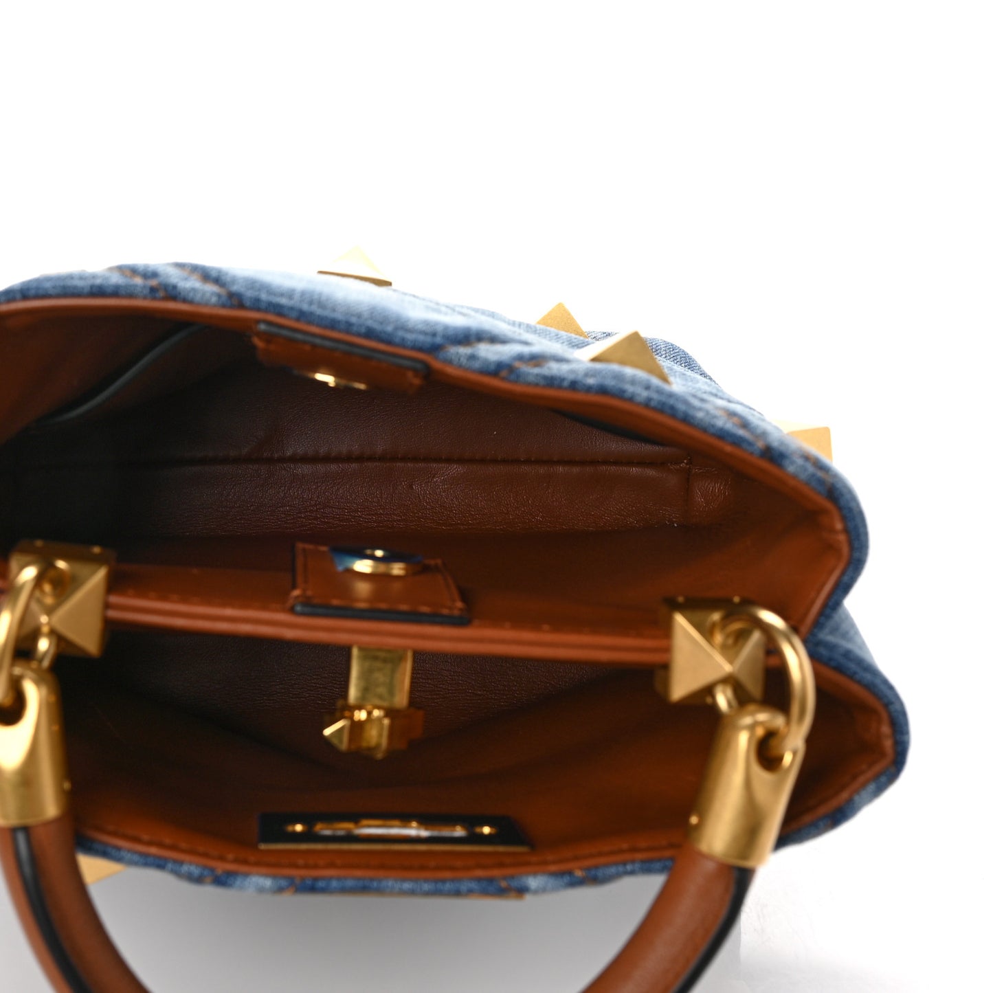 Denim Small Roman Stud The Handle Bag Light Denim Selleria