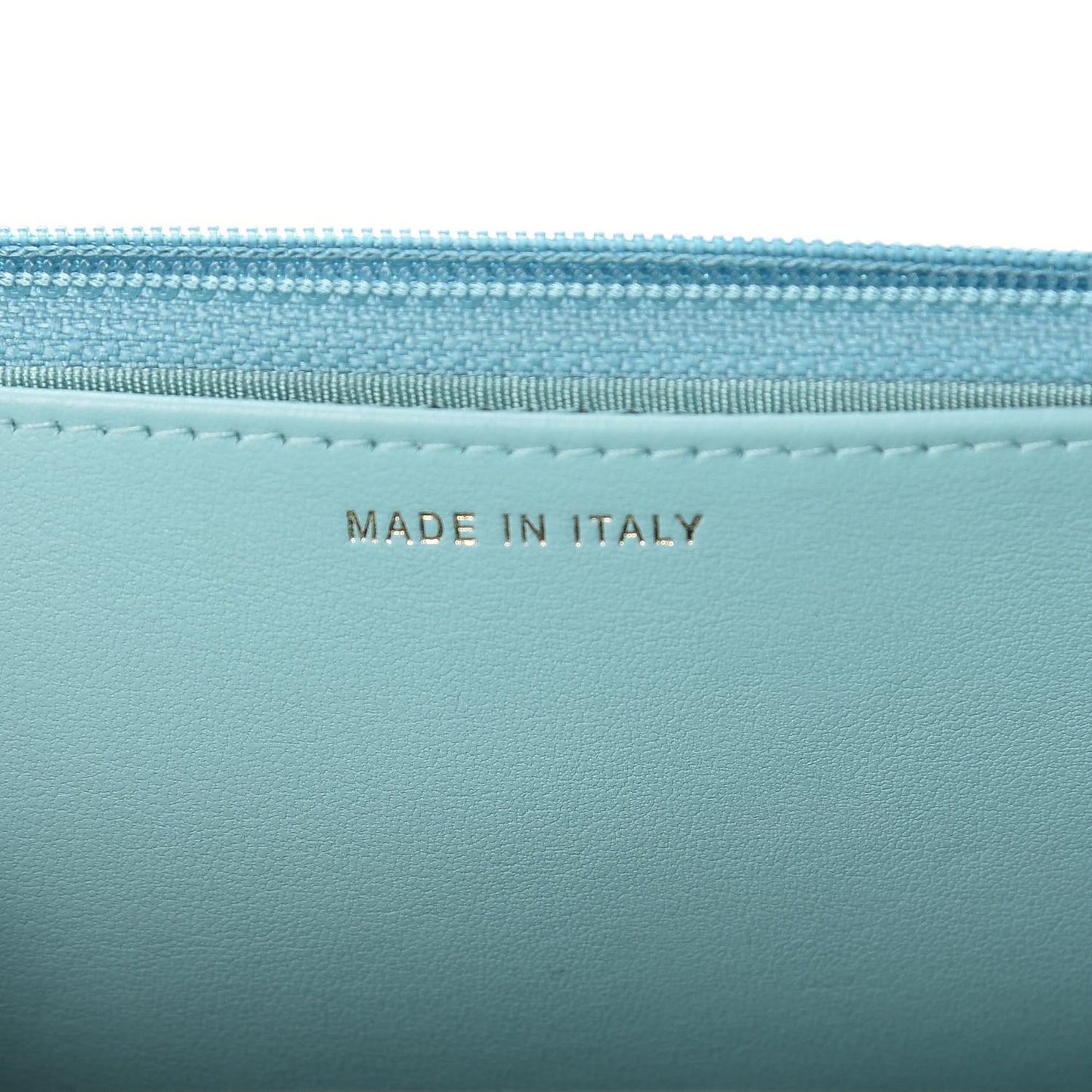 Caviar Quilted Boy Wallet On Chain WOC Light Blue