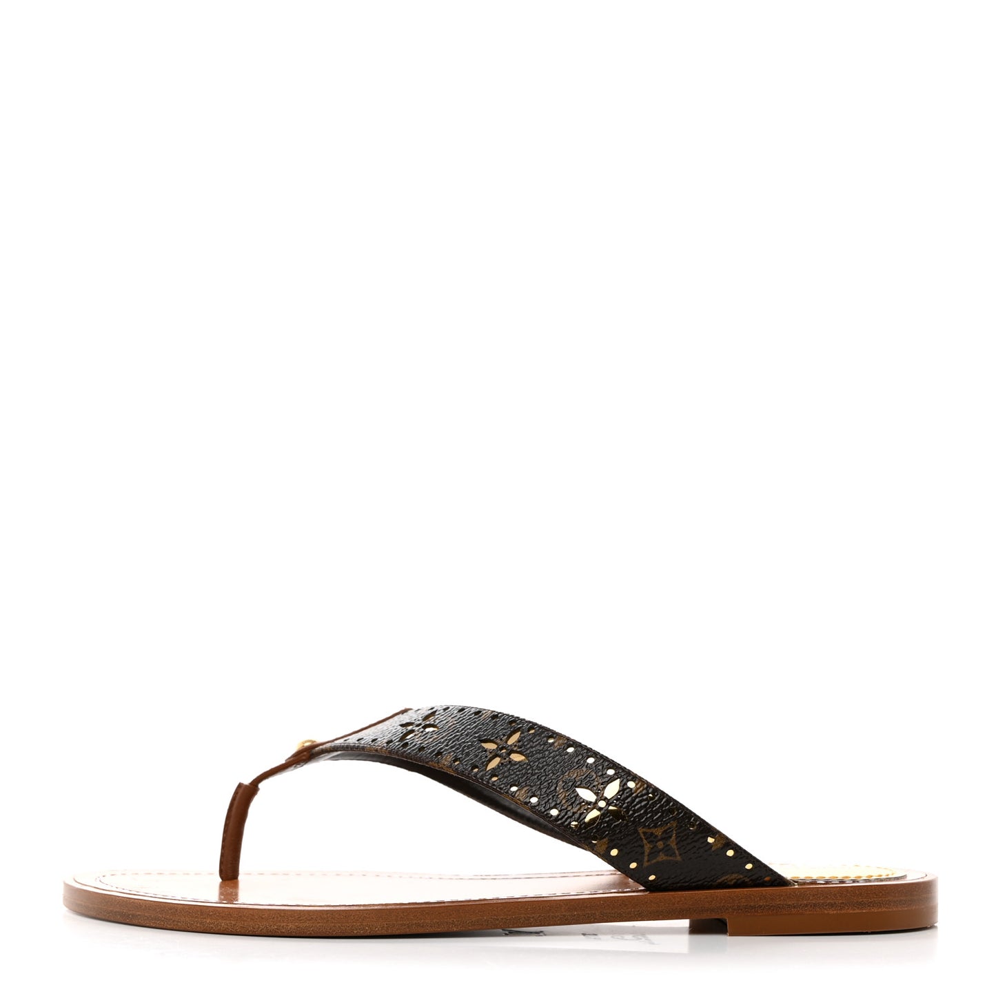 Monogram Sunny Flat Thong Sandals 37.5 Brown