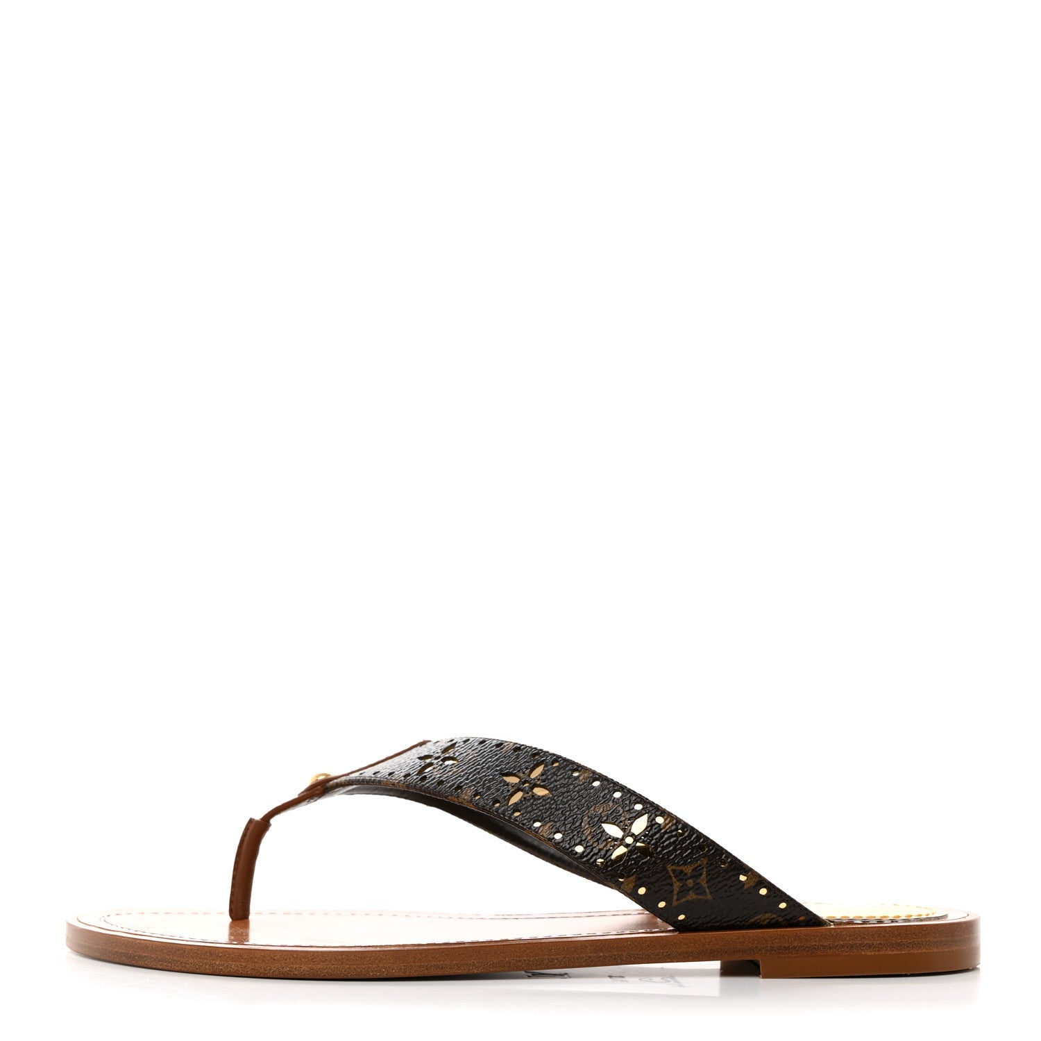 Louis Vuitton Monogram Sunny Flat Thong Sandals 37.5 Brown 1 of 8