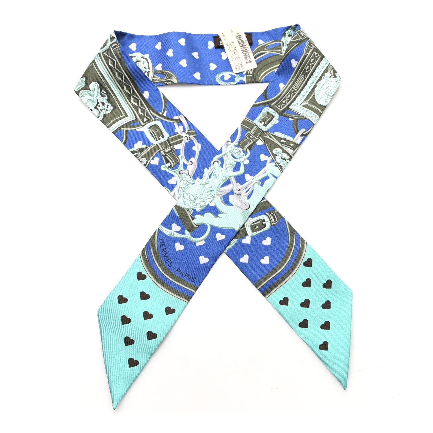 Hermes Silk Brides De Gala Love Twilly Cobalt Kaki Turquoise 1 of 3