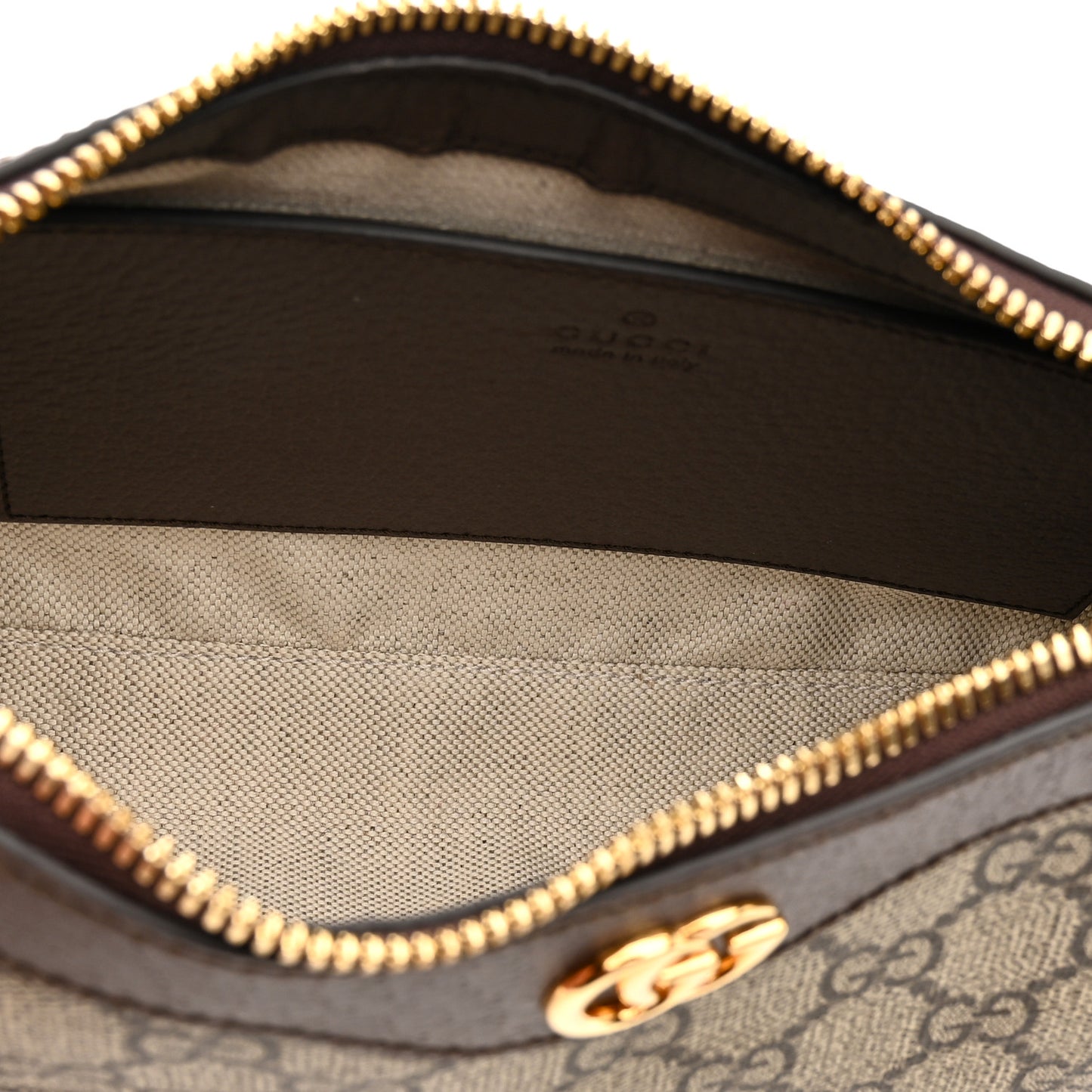 GG Supreme Monogram Textured Dollar Calfskin Web Small Ophidia GG Handbag Beige Ebony New Acero