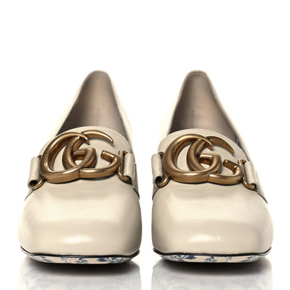 Gucci Malaga Kid GG Victoire 55mm Loafer Pumps 37 Vintage White 2 of 9