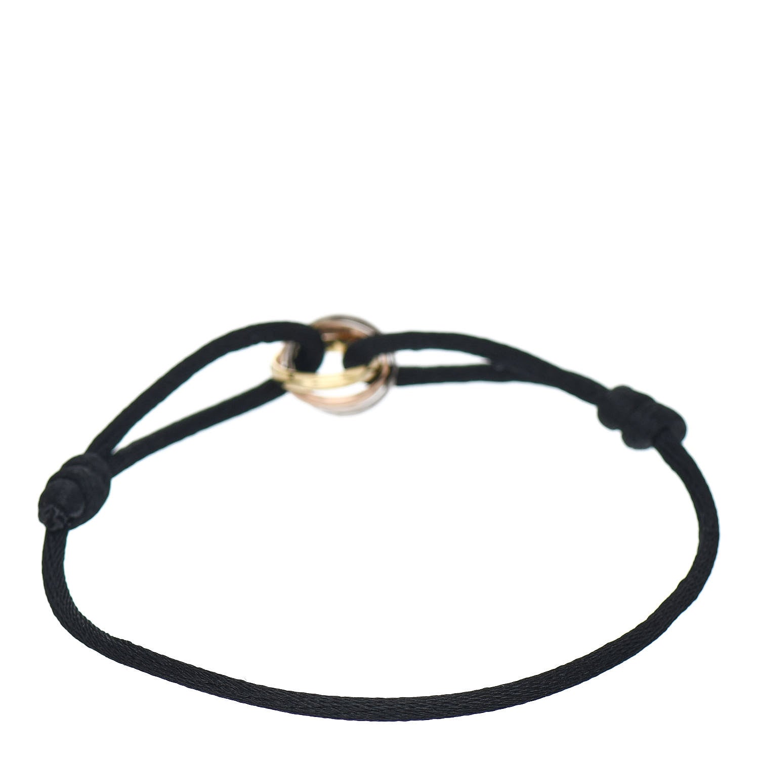 Cartier 18K Pink Yellow White Gold Trinity Adjustable Cord Bracelet Black 2 of 4