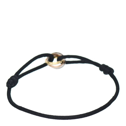 Cartier 18K Pink Yellow White Gold Trinity Adjustable Cord Bracelet Black 2 of 4