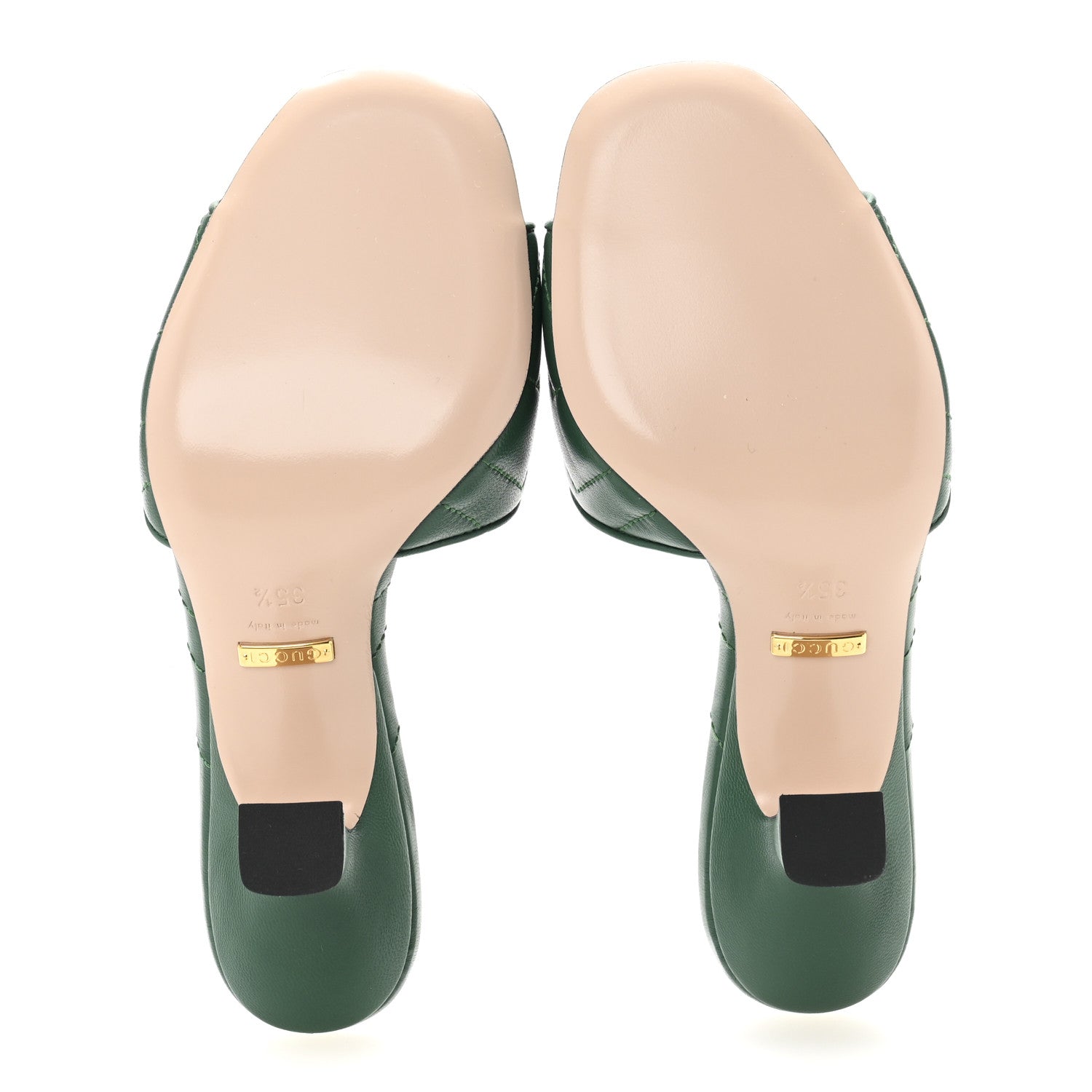 Gucci Nappa Matelasse GG Marmont 75mm Slide Sandals 35.5 Emerald 6 of 9