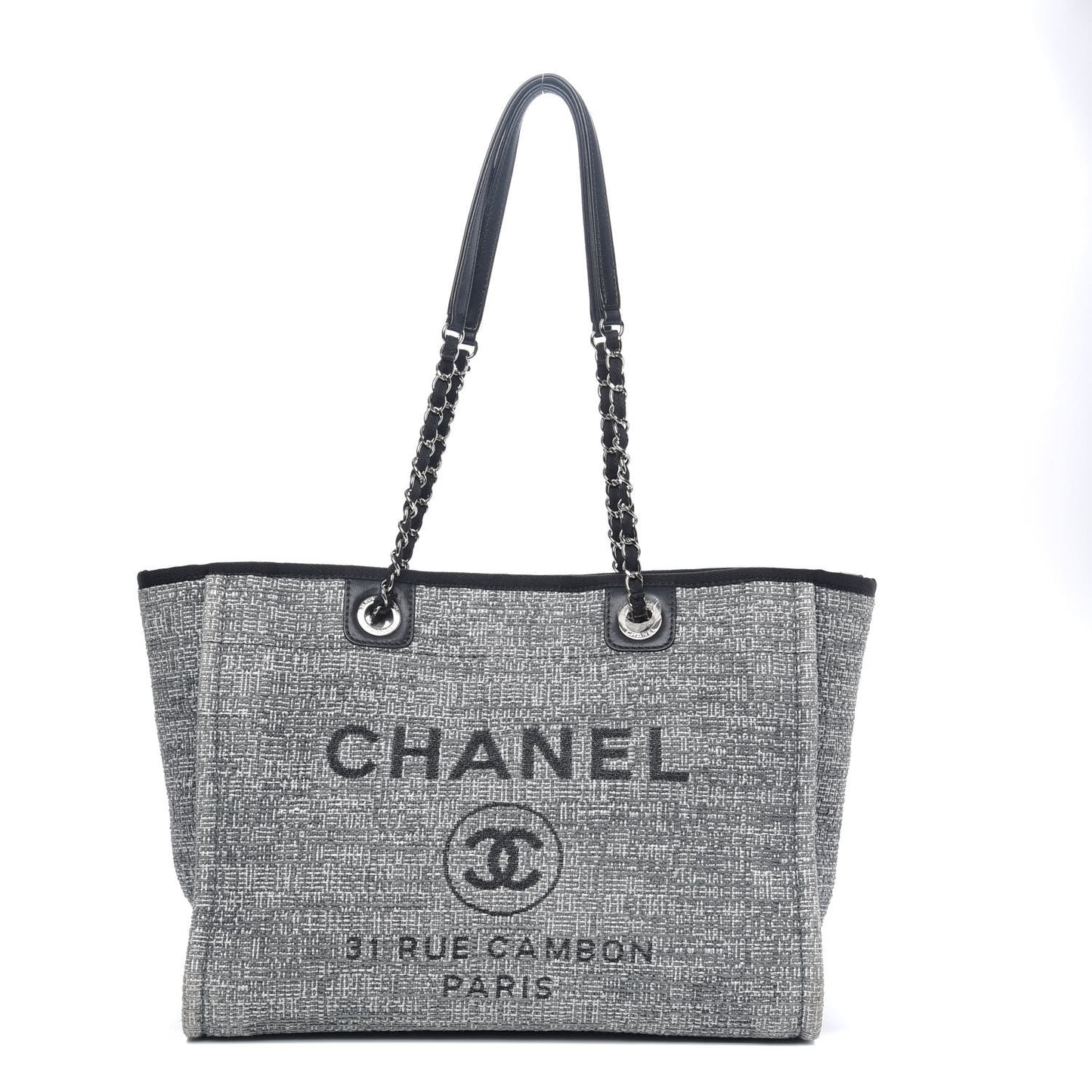 Straw Lurex Small Deauville Tote Charcoal
