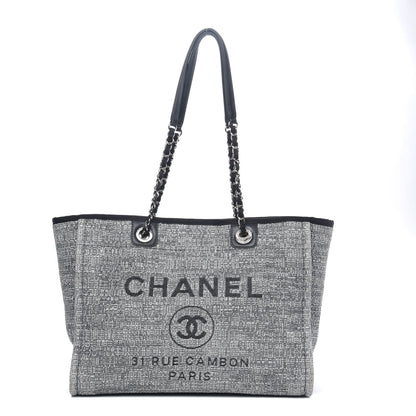 Chanel Straw Lurex Small Deauville Tote Charcoal 1 of 10