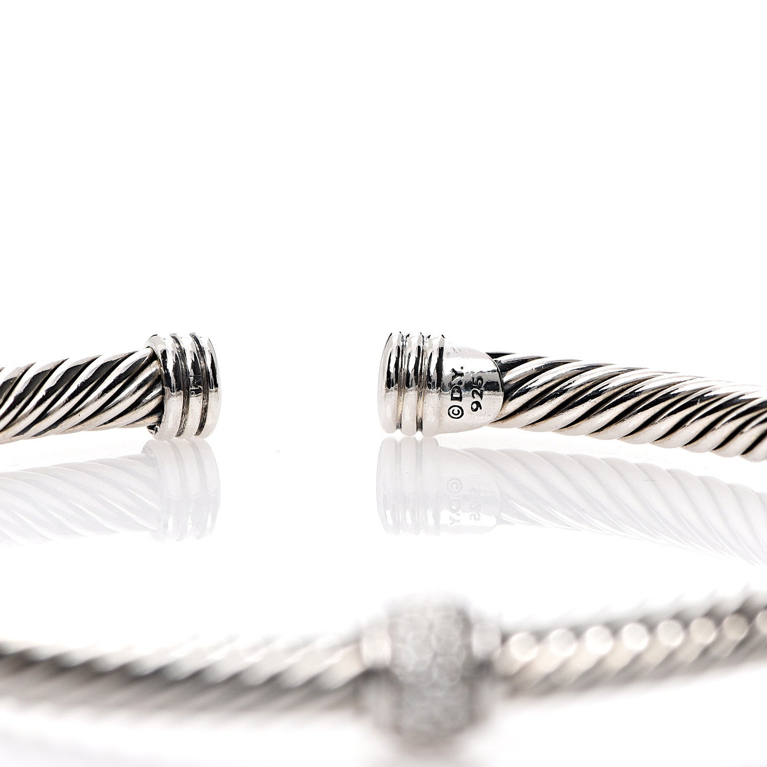 David Yurman Sterling Silver Diamond 4mm Cable Classics Single Station Bracelet 3 of 3