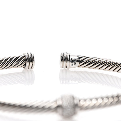 David Yurman Sterling Silver Diamond 4mm Cable Classics Single Station Bracelet 3 of 3
