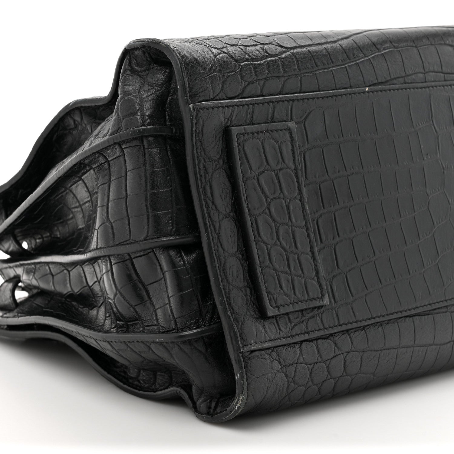 Saint Laurent Calfskin Crocodile Embossed Small Sac de Jour Black 10 of 20