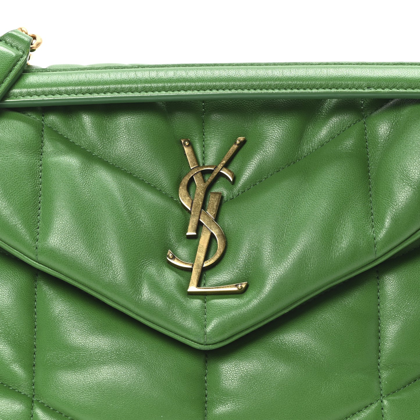 Lambskin Quilted Small Loulou Puffer Monogram Chain Satchel New Vert