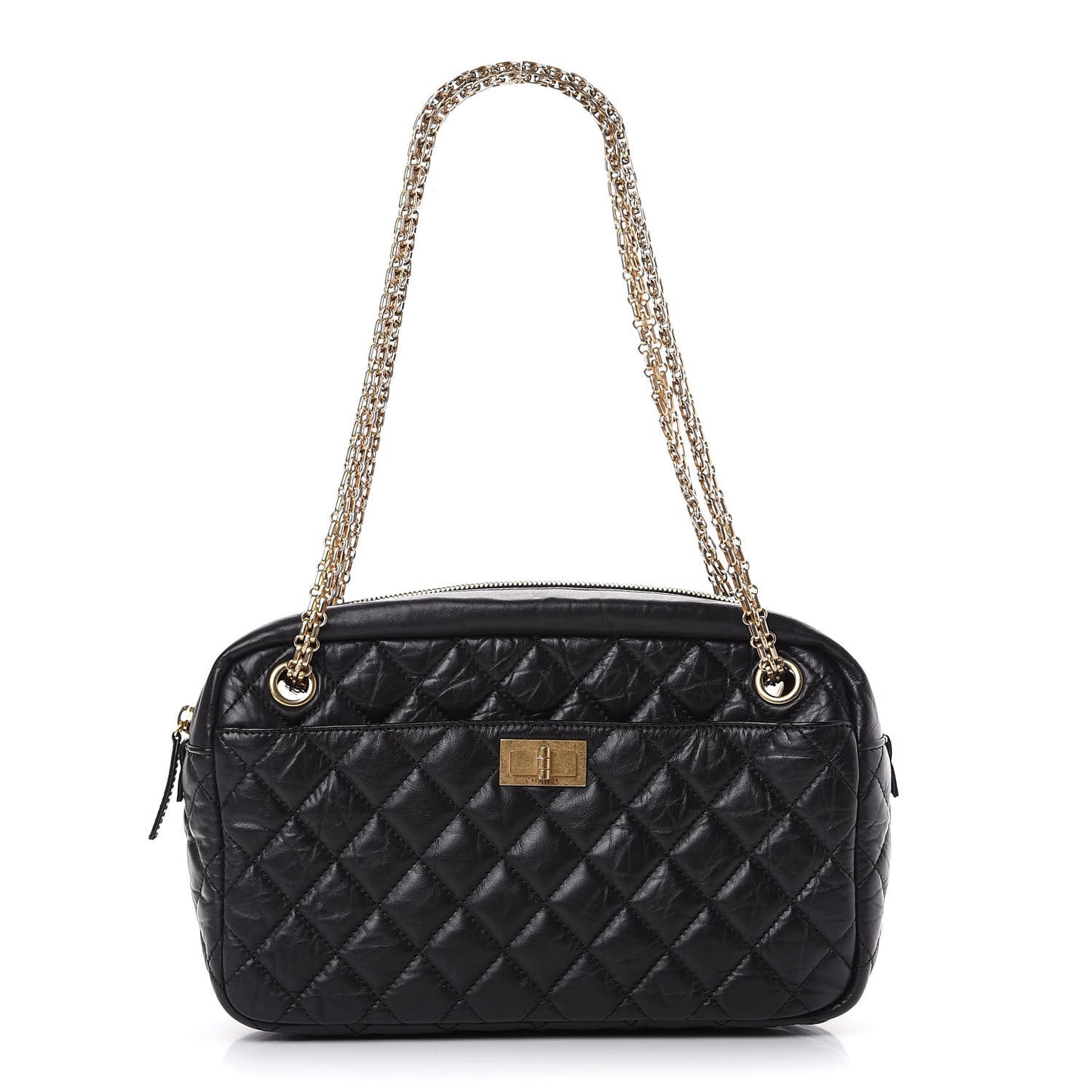 Aged Calfskin Quilted Medium Reissue Camera Case Black