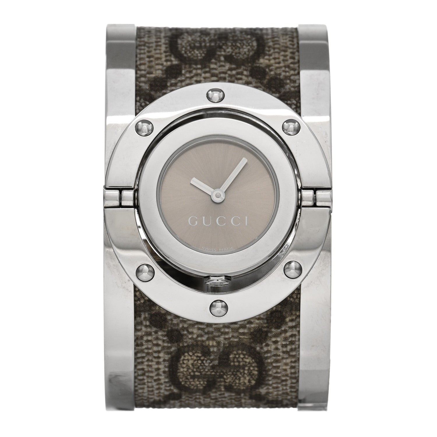 Gucci Stainless Steel Canvas 33mm Twirl Monogram Quartz Watch Brown 1 of 4