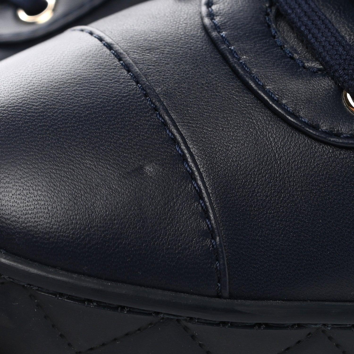 Chanel Lambskin Logo Strap Sneakers 38.5 Blue Black 9 of 9