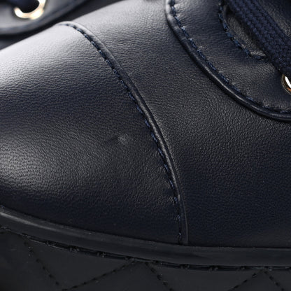 Chanel Lambskin Logo Strap Sneakers 38.5 Blue Black 9 of 9