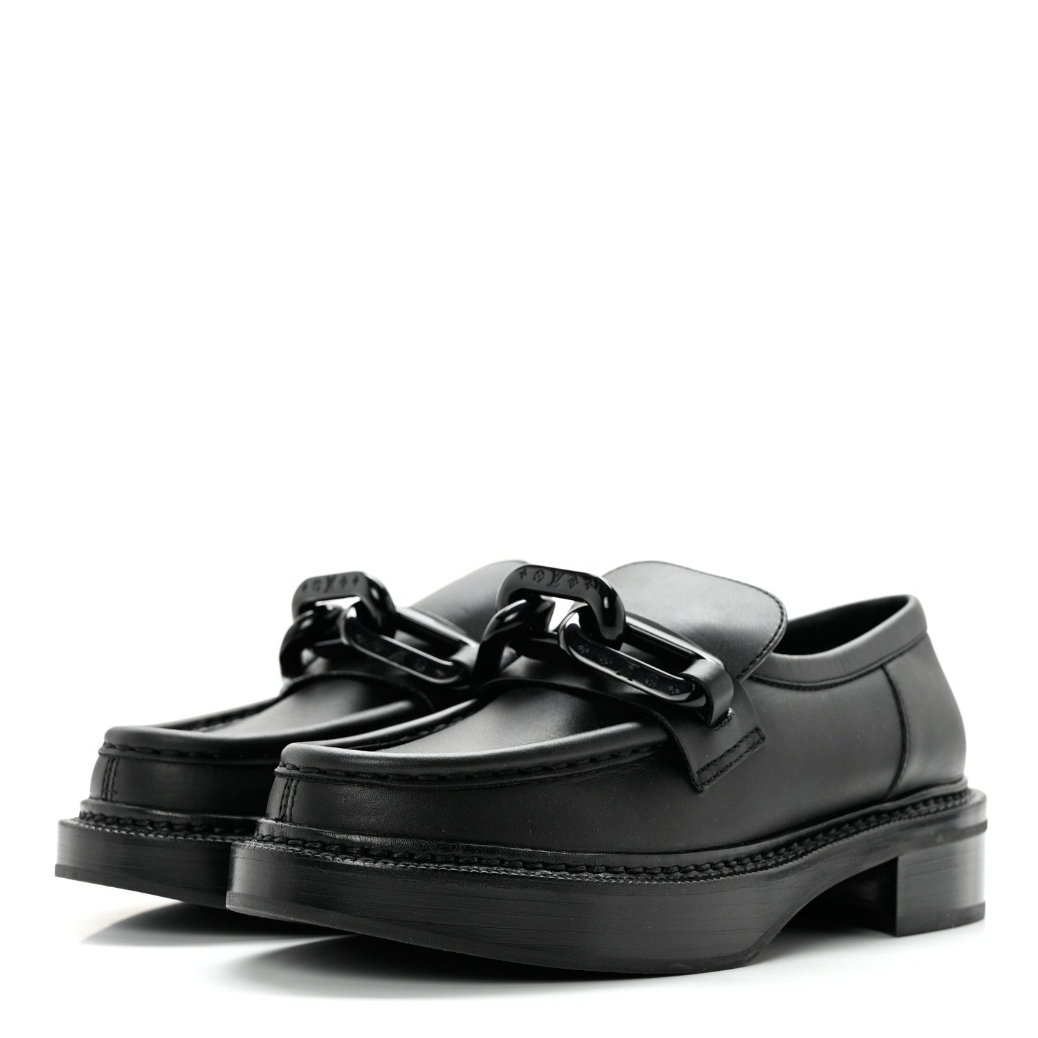 Louis Vuitton Calfskin Oversized Chain Academy Loafers 36 Black 3 of 11