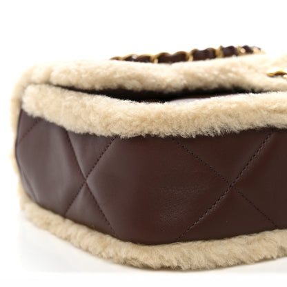 Chanel Shearling Lambskin Quilted Furry Coco Flap Beige Dark Brown 9 of 11