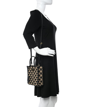Prada Jacquard Saffiano Triangolo Symbole Embroidered Micro Tote Black Corda 2 of 10