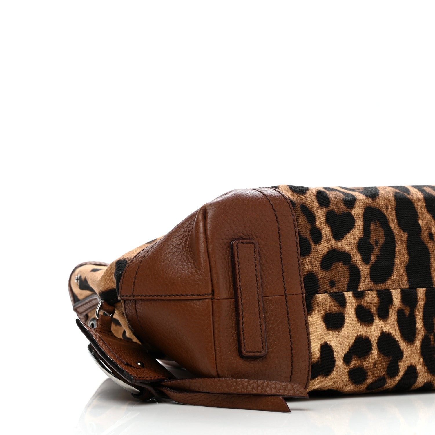 Dolce & Gabbana Leopard Print Canvas Calfskin Animalier Shoulder Bag Brown 8 of 13