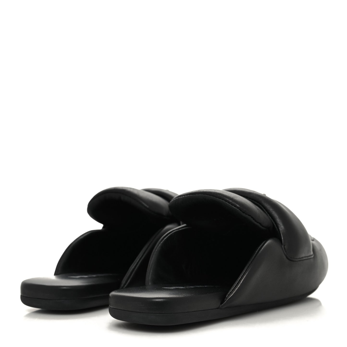 Nappa Soft Padded Metal Triangle Logo Lug Sole 20mm Mules 36 Black