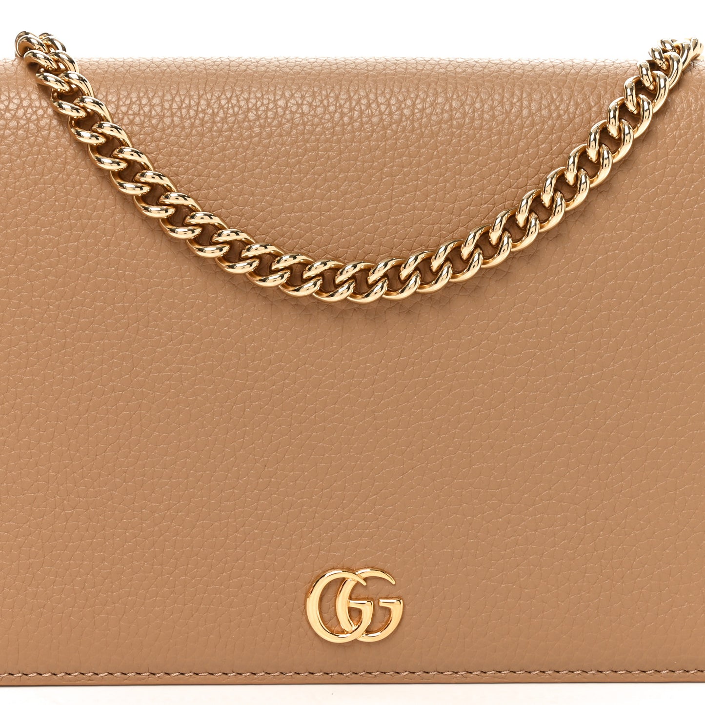 Dollar Calfskin Mini GG Marmont Chain Wallet Beige Bright Green