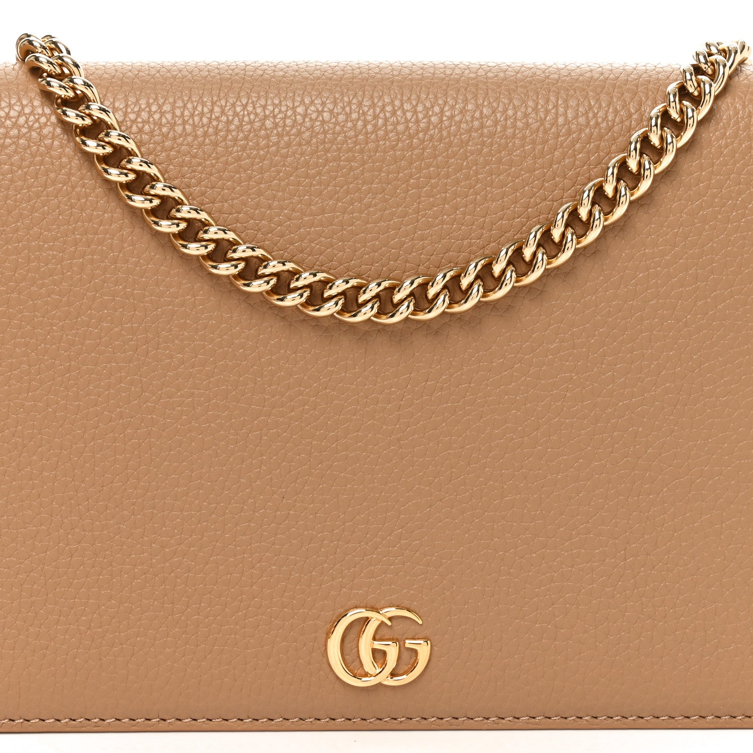 Gucci Dollar Calfskin Mini GG Marmont Chain Wallet Beige Bright Green 7 of 9