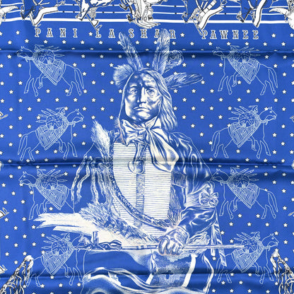 Hermes Silk Double Face Pani La Shar Pawnee Scarf 90 Marine Ciel Bleu Marine 6 of 7
