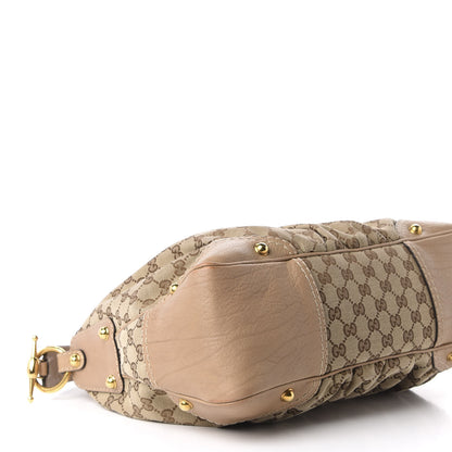 Gucci Monogram Medium Jockey Hobo Beige 6 of 10