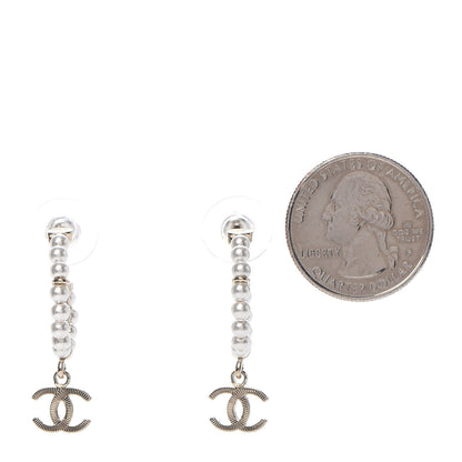 Chanel Pearl Charms CC Hoop Earrings Gold 2 of 4