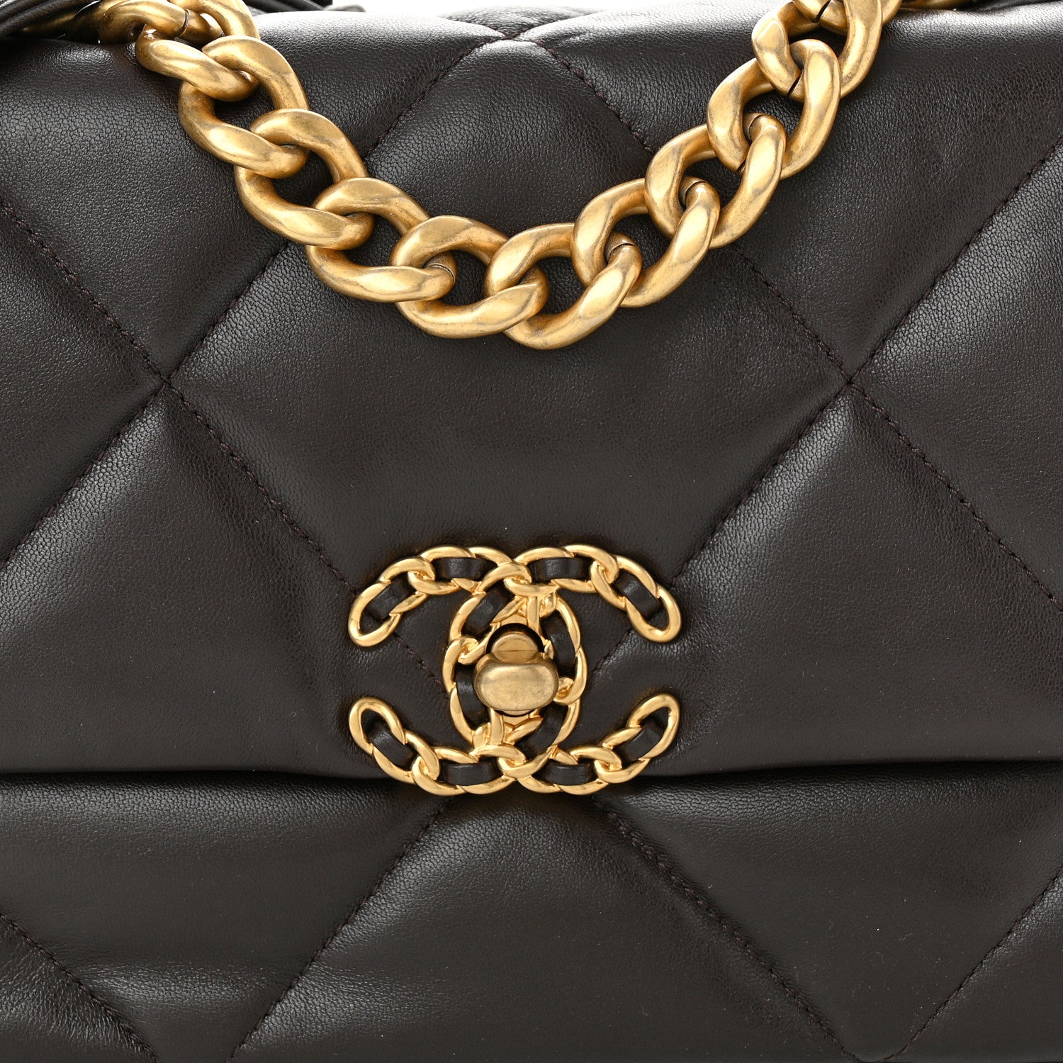 Chanel Lambskin Quilted Medium Chanel 19 Flap Dark Brown 8 of 11
