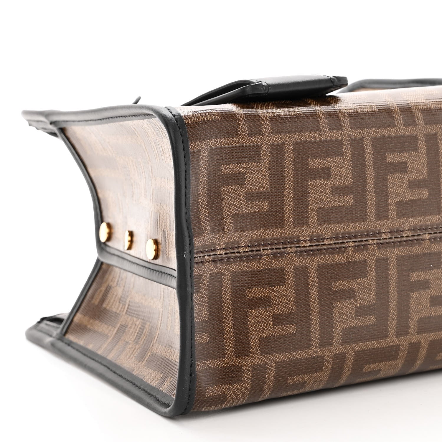 Fendi Glazed Fabric Vitello Century FF 1974 Stamp Patch Mini Peekaboo Defender Cover Mogano Panna Black 10 of 11