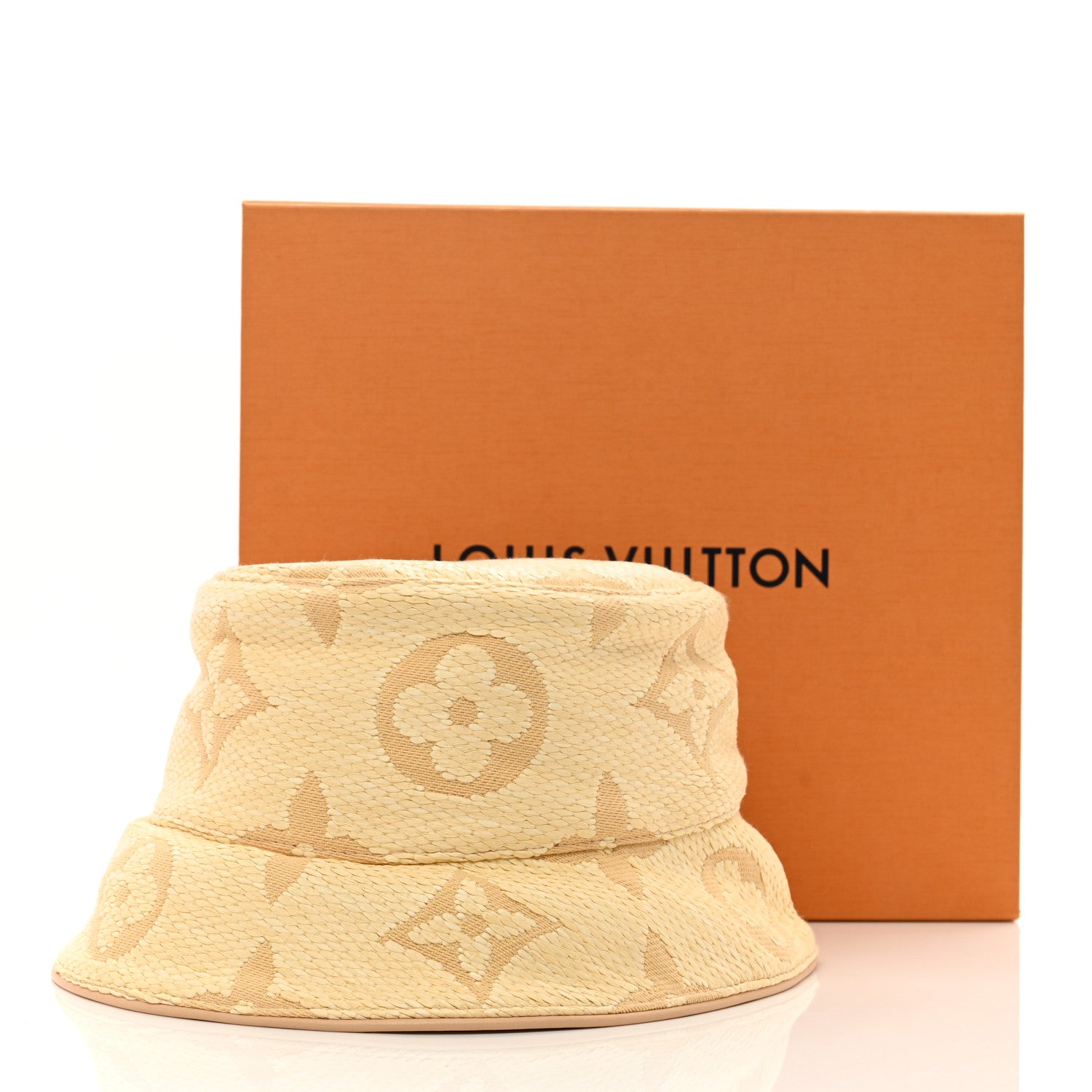Louis Vuitton Woven Fabric Calfskin Monogram Beachview Bucket Hat Natural 8 of 8