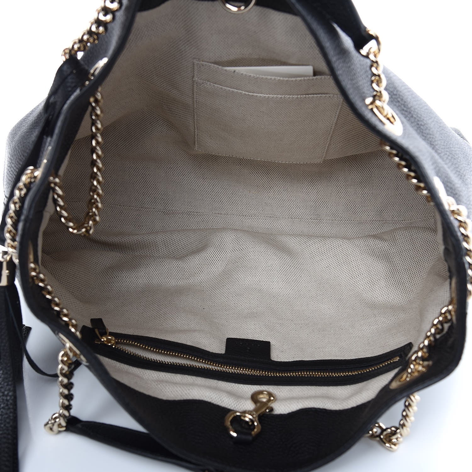 Gucci Pebbled Calfskin Medium Soho Chain Shoulder Bag Black 5 of 9