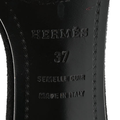Hermes Suede Goatskin Crystal Premiere 70 Sandals 37 Black 7 of 9