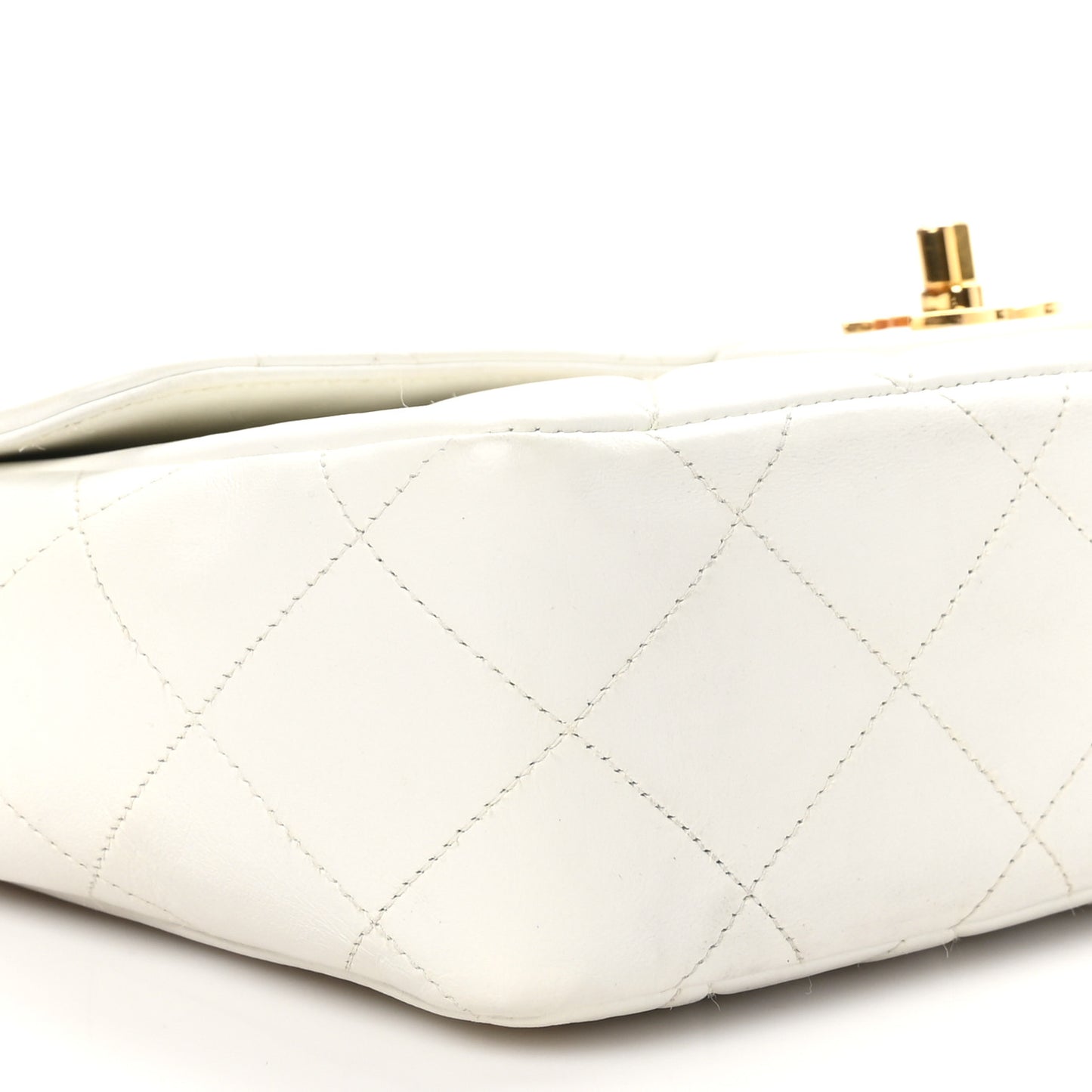 Lambskin Quilted Medium Single Flap White