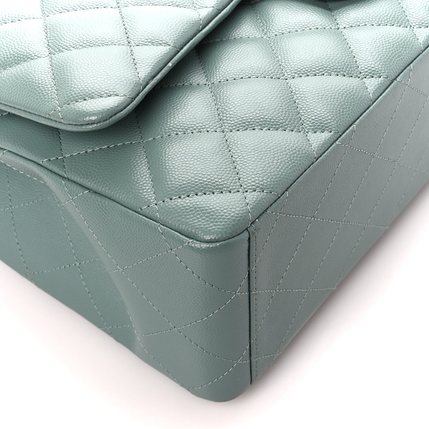 Caviar Quilted Maxi Double Flap Light Blue