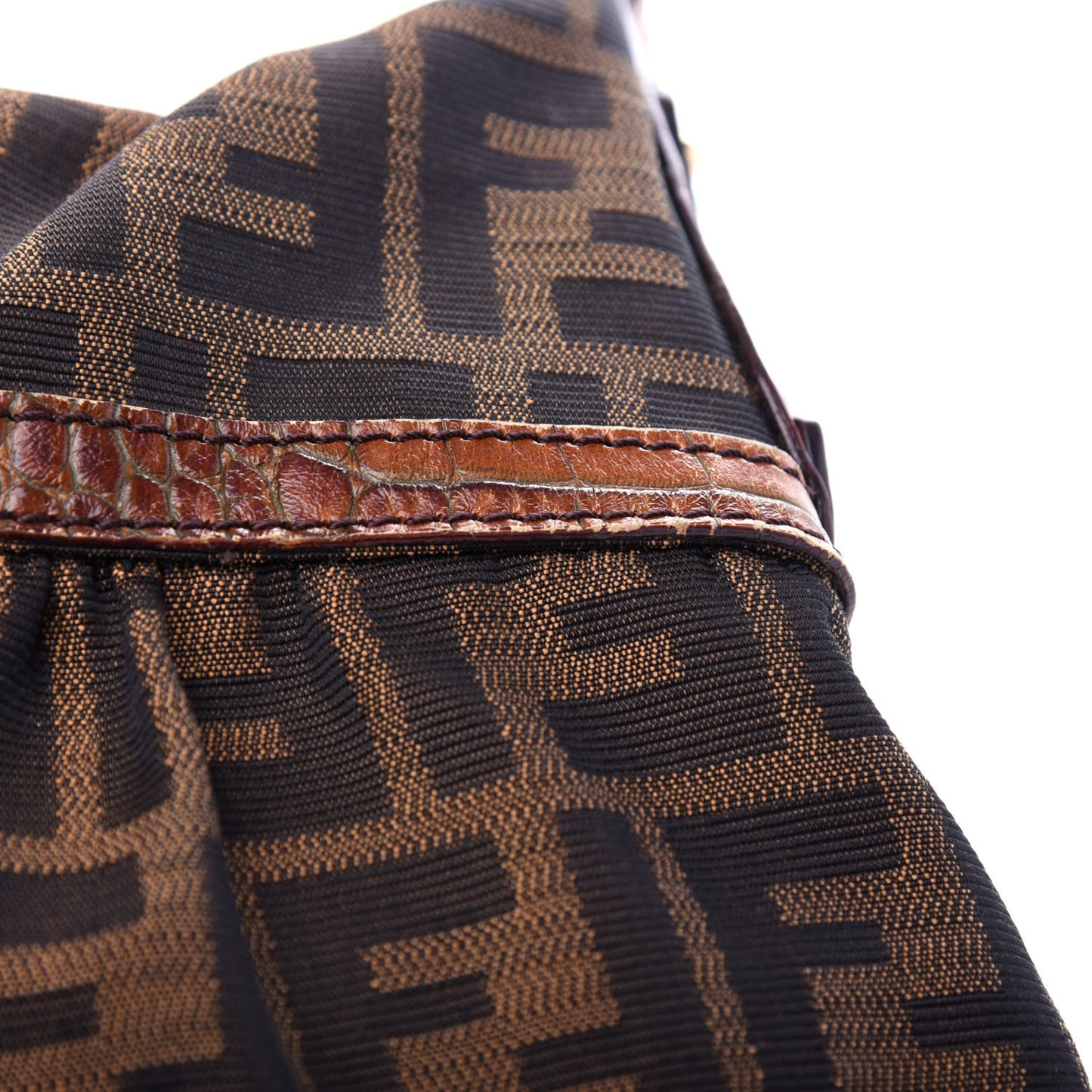 Zucca Calfskin Crocodile Embossed Chef Hobo Tobacco