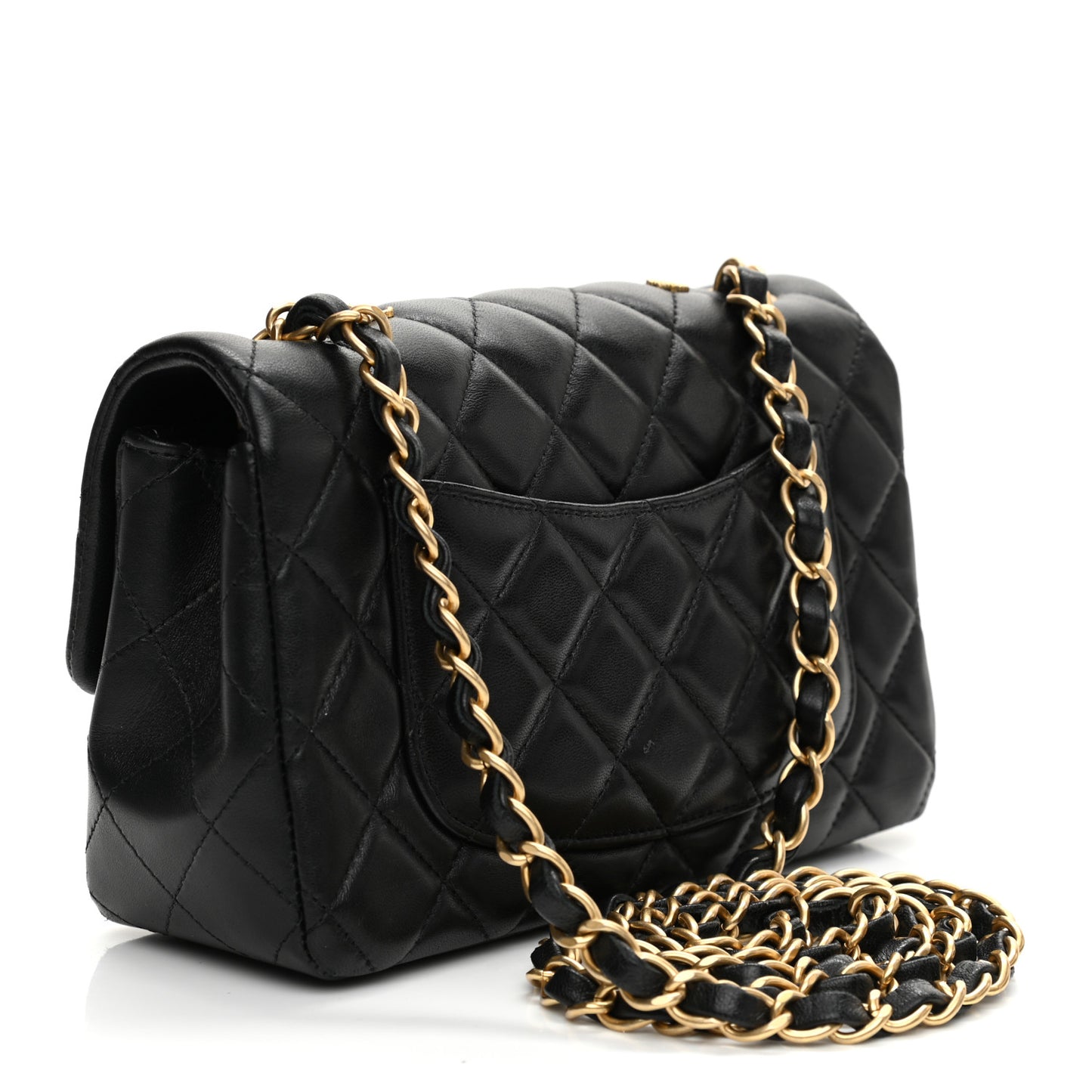 Lambskin Quilted Egyptian Amulet Mini Rectangular Flap Black